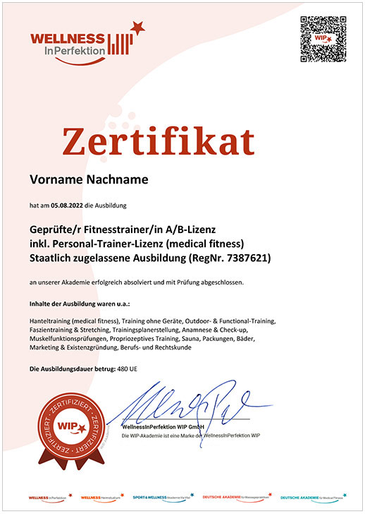 Druck Zfu Online Fitnesstrainer Zertifikat