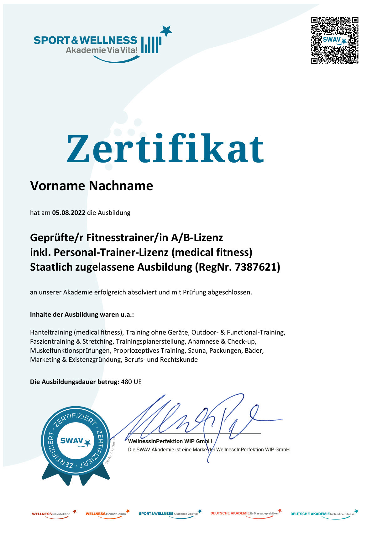 Druck Zfu Fitnesstrainer Zertifikat